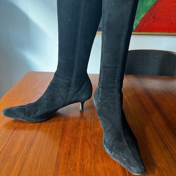 Black Suede Mid calf boots - Picture 4 of 4